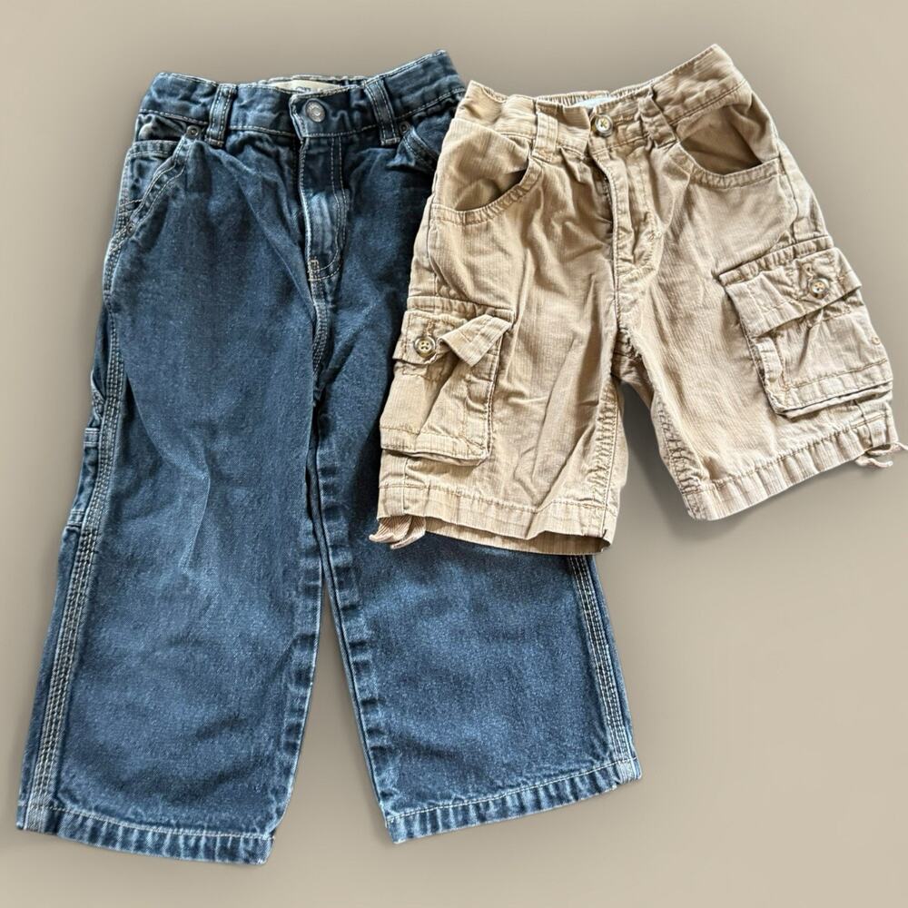 Vtg Boy Jeans Shorts Lot 18-24 Mos Cargo Y2K Elastic Waist Baggy 90s Toddler